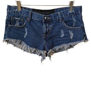 One Teaspoon Low Rise Distressed Cut Off Denim Shorts